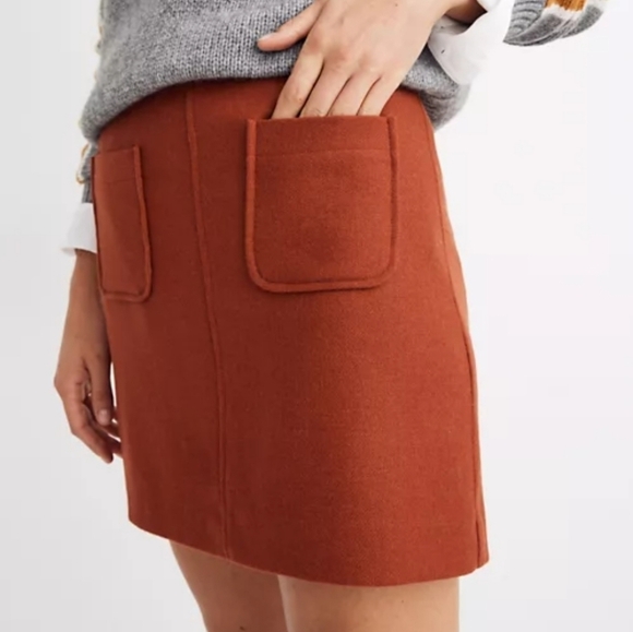 Madewell Museum Patch pocket mini skirt wool size 12 New - Picture 10 of 10
